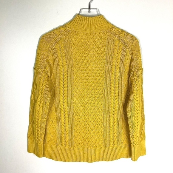 J. Crew Sweater S Chunky Cable Knit Mock‎ Neck Mustard  Golden Chartreuse S - Picture 10 of 14